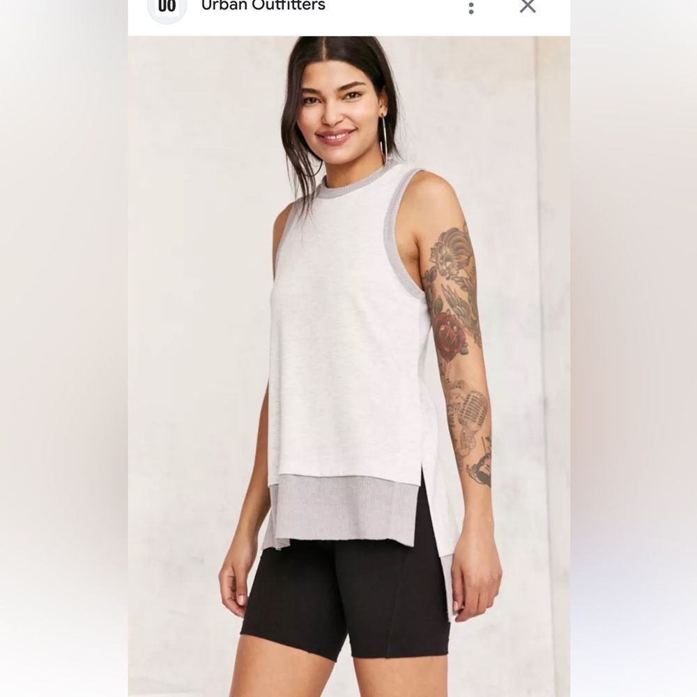 Silence + Noise Kelly Two Tone Grey High Low Tunic Tank Top SZ XS